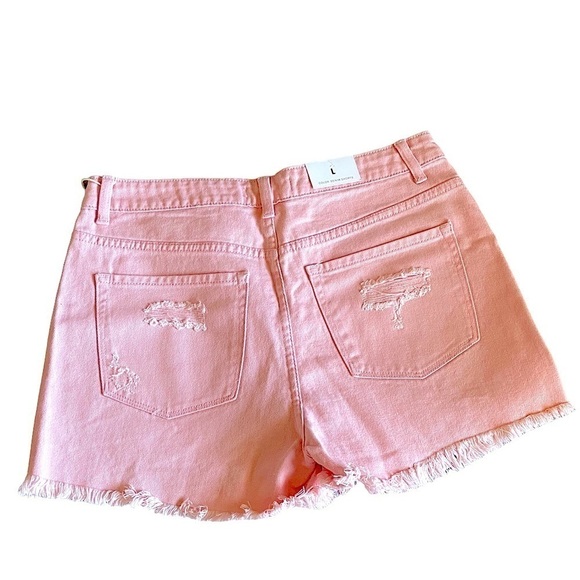 American Bazi Cutoff Pink Denim Jean Shorts High Waist Fringe Barbicore Size L… - Picture 3 of 9
